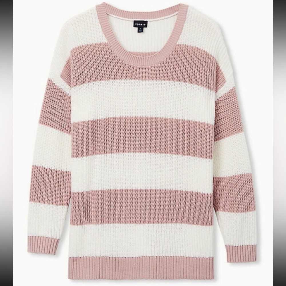 Torrid Pink Stripe Pointelle Sweater
